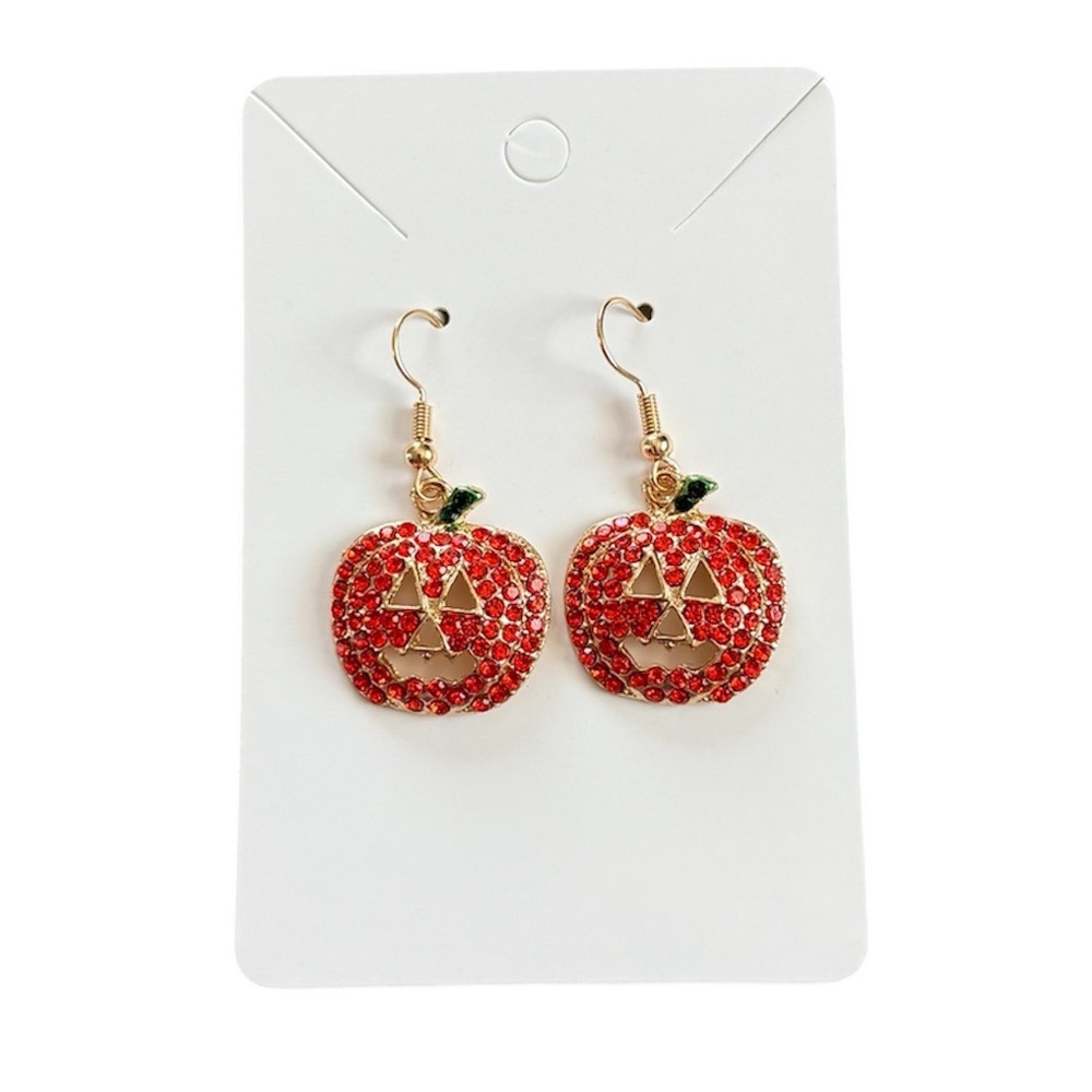 Festive Pumpkin Rhinestone Earrings